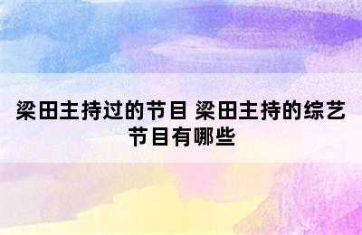 梁田主持过的节目 梁田主持的综艺节目有哪些